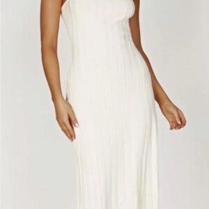 Meshki Ivory Pleated Maxi Skirt